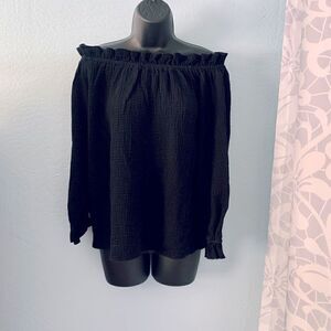 Unbranded Black Off Shoulder Boho Blouse Size Medium